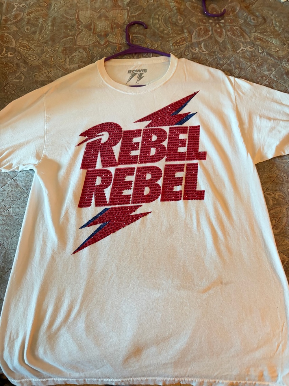 'Bowie Rebel Rebel' White Graphic T-Shirt